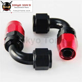 2Pcs AN10 10-An 90 Degree Swivel Hose End Fitting / Oil Fuel Line Adapter Blue / Black