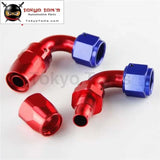 2Pcs AN10 10-An 90 Degree Swivel Hose End Fitting / Oil Fuel Line Adapter Blue / Black