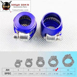 2Pcs AN10 21mm ID Fuel Hose Line End Cover Clamp Finisher Fitting Blue/Black