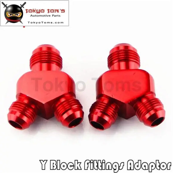 2Pcs X AN10*An8*An8 Y Block Shape Male To Male Reducer Fittings Adaptor Nitrous Red/Blue/Black