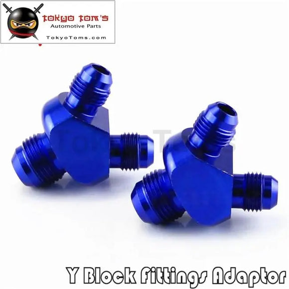 2Pcs X An8*An6*An6 Y Block Shape Male To Male Reducer Fittings Adaptor Nitrous Blue/Black