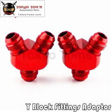 2Pcs X Y Block Adapter Fittings Nos An8 Inlet An-8 X 2 Outlet (8-8-8) Red/Blue/Black