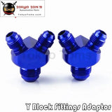 2Pcs Y Block Adapter Fittings Nos An6 Inlet An-6 X 2 Outlet (6-6-6) Red/Blue/Black