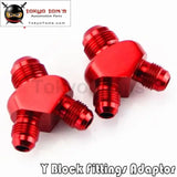 2Pcs Y Block Adapter Fittings Nos An6 Inlet An-6 X 2 Outlet (6-6-6) Red/Blue/Black