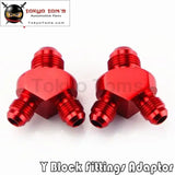 2Pcs Y Block Adapter Fittings Nos An6 Inlet An-6 X 2 Outlet (6-6-6) Red/Blue/Black