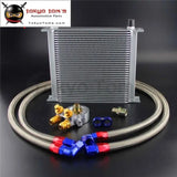 34 Row 80 Deg Thermostat Adapter Engine Racing AN10 Oil Cooler Kit For Japan Car Silver / Black