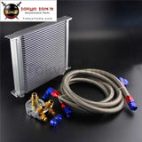 34 Row 80 Deg Thermostat Adapter Engine Racing AN10 Oil Cooler Kit For Japan Car Silver / Black