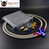 34 Row 80 Deg Thermostat Adapter Engine Racing AN10 Oil Cooler Kit For Japan Car Silver / Black