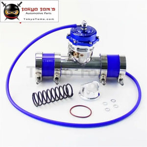 35Psi Boost 50mm Turbocharge Blow Off Valve Bov + 2" Flange Pipe Hose Kit Blue/ Black