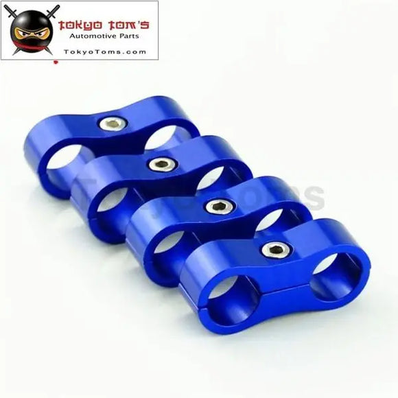 4Pcs An -6 An6 13.4mm Braided Hose Separator Clamp Fitting Adapter Bracket Blue /  Black