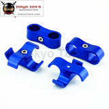 4Pcs An -6 An6 13.4mm Braided Hose Separator Clamp Fitting Adapter Bracket Blue /  Black