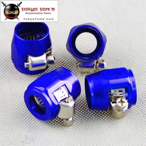 4Pcs AN10 21mm ID Fuel Hose Line End Cover Clamp Finisher Fitting Blue/Black