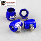 4Pcs An6 16mm ID Fuel Hose Line End Cover Clamp Finisher Fitting Blue/Black