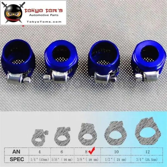 4Pcs An8 18mm ID Fuel Hose Line End Cover Clamp Finisher Fitting Blue/Black