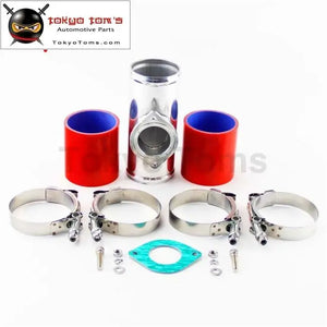 63mm 2.5" Type-S/Rs/Rz Turbo Bov Flange Adapter Pipe+Silicone Hose Clamps Kit Red / Blue / Black - Tokyo Tom's