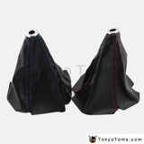 Universal Carbon Fiber Style Shift Boot Cover With Red/Blue Stitching - Tokyo Tom's