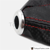 Universal Carbon Fiber Style Shift Boot Cover With Red/Blue Stitching - Tokyo Tom's