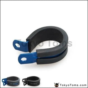 10Pcs X Aluminum Rubber Lined Cushioned P Clamp Id 25.4Mm An12 Ss Hose (Black/Blue )