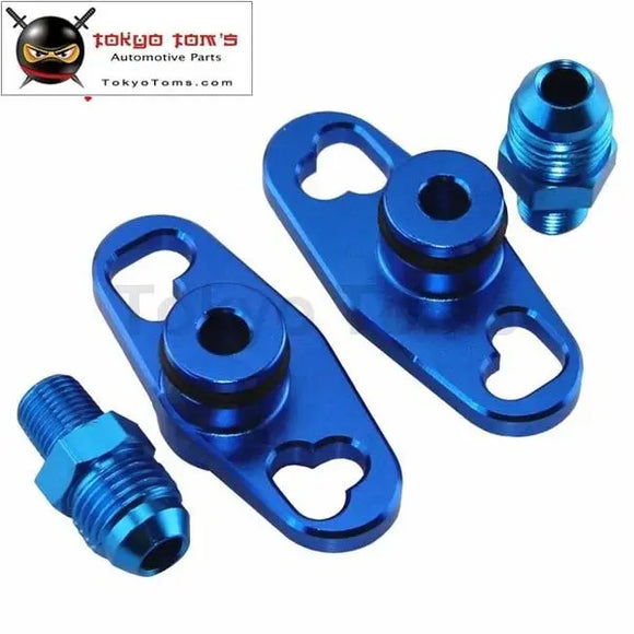 2 Pcs Fuel Rail Adapter With An6 Tail Fits For Mitsubishi EVO 1 2 3 Eclipse Dsm Black/Blue