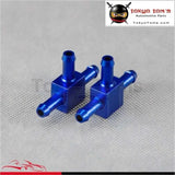 2Pcs Aluminum 3 Way T Tubing Tee Vacuum Connector Water Air Pipe Joiner Silver / Black / Blue