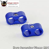 2Pcs An -4 An4 11mm Braided Hose Separator Clamp Fitting Adapter Bracket Black / Blue