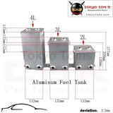 3L Universal Drawing Polishing Naluminum Swirl Pot Fuel Surge Tank 3 Litre With Fittings Black / Blue
