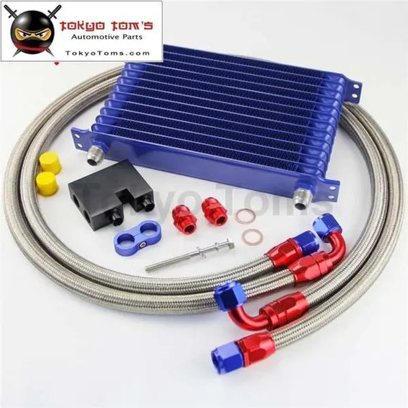 AN10 13 Row 262mm Oil Cooler Kit Fits For BMW N54 Twin Turbo 135I E82 335I E90 E92 E93 Black / Blue - Tokyo Tom's