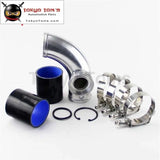 2.25" 57mm 90 Degree Sqv Blow Off Valve Adapter + Clamps Kit+ Silicone Hose Red / Black /Blue - Tokyo Tom's