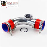 2.75" 70mm 90 Degree Sqv Blow Off Valve Adapter + Clamps Kit+ Silicone Hose Red/ Black /Blue - Tokyo Tom's