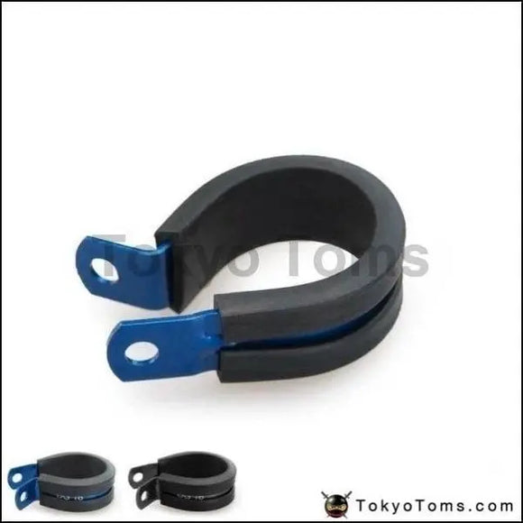 10Pcs X Aluminum Rubber Lined Cushioned P Clamp Id 14.3Mm An6 Ss Hose Black/Blue