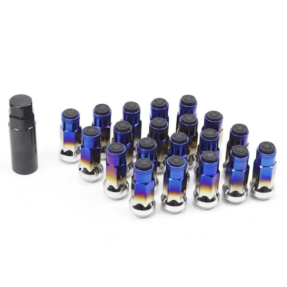 Burnt Blue Lug Nuts 48mm Open Extended with Dust Plugs - Tokyo Tom's