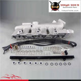 Cast Alloy Intake Manifold Plenum + Black Fuel Rail For  R33 R34 Rb25Det Black