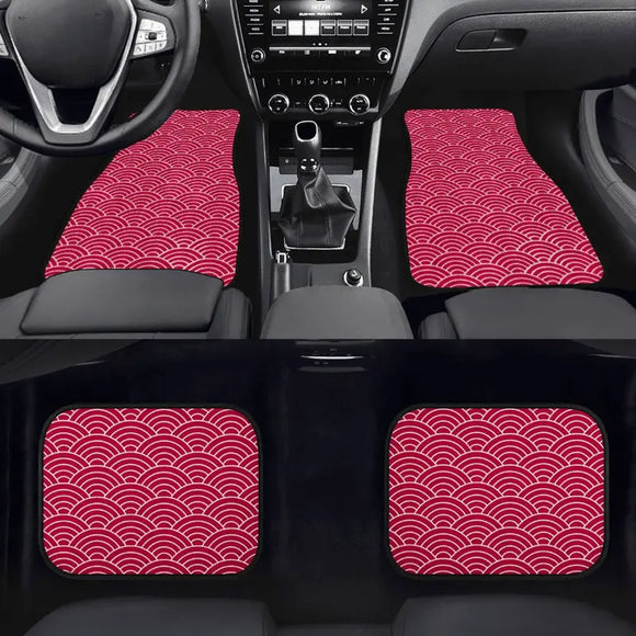 Custom Japanese Waves Floor Mats Red