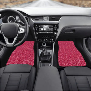 Custom Japanese Waves Floor Mats Red