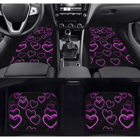 Custom Neo Pink Hearts Floor Mats