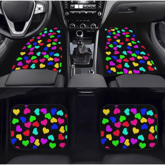 Custom Rainbow Hearts Floor Mats