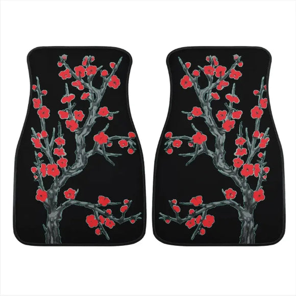 Custom Red Cherry Blossom Floor Mats