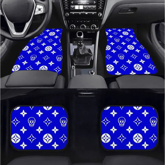 Custom Skull Shuriken Blue Floor Mats