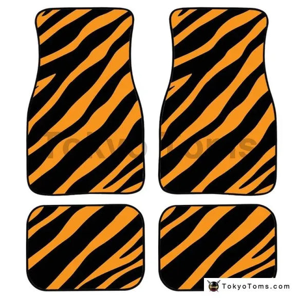 Custom Universal Car Foor Mats Zebra Stripe - Orange