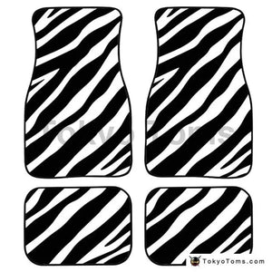 Custom Universal Car Foor Mats Zebra Stripe - White