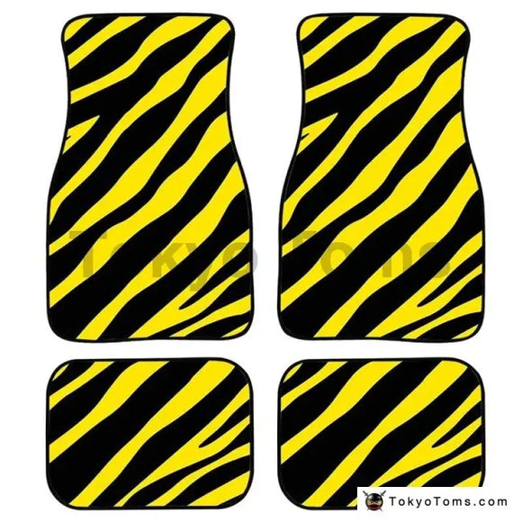 Custom Universal Car Foor Mats Zebra Stripe - Yellow