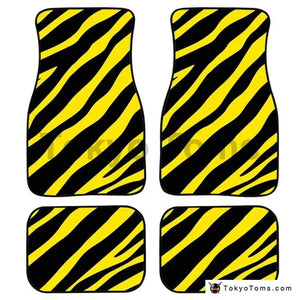 Custom Universal Car Foor Mats Zebra Stripe - Yellow