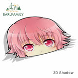 EARLFAMILY Car Sticker for Yuno Gasai Future Diary Peeker Big Head Anime Vinyl Rear Windshield Trunk Decal Car Accessories