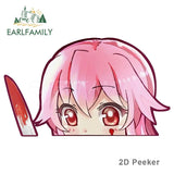 EARLFAMILY Car Sticker for Yuno Gasai Future Diary Peeker Big Head Anime Vinyl Rear Windshield Trunk Decal Car Accessories