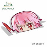 EARLFAMILY Car Sticker for Yuno Gasai Future Diary Peeker Big Head Anime Vinyl Rear Windshield Trunk Decal Car Accessories