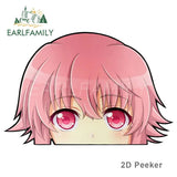 EARLFAMILY Car Sticker for Yuno Gasai Future Diary Peeker Big Head Anime Vinyl Rear Windshield Trunk Decal Car Accessories