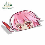 EARLFAMILY Car Sticker for Yuno Gasai Future Diary Peeker Big Head Anime Vinyl Rear Windshield Trunk Decal Car Accessories