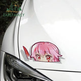 EARLFAMILY Car Sticker for Yuno Gasai Future Diary Peeker Big Head Anime Vinyl Rear Windshield Trunk Decal Car Accessories