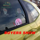 EARLFAMILY Car Sticker for Yuno Gasai Future Diary Peeker Big Head Anime Vinyl Rear Windshield Trunk Decal Car Accessories