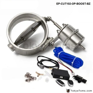 Exhaust Control Valve With Boost Actuator Cutout 102mm Pipe Opend With Wireless Remote Controller Set - Tokyo Tom's